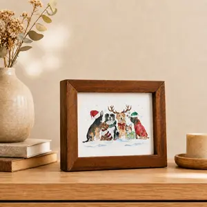 Solid Wood Magnetic Photo Frame with Built-In Photo Storage, Top-Opening Easy Photo Access, Safe Natural Wood Memory Box Picture Frame for Side Table, Nightstand, Coffee Table & Shelf Décor