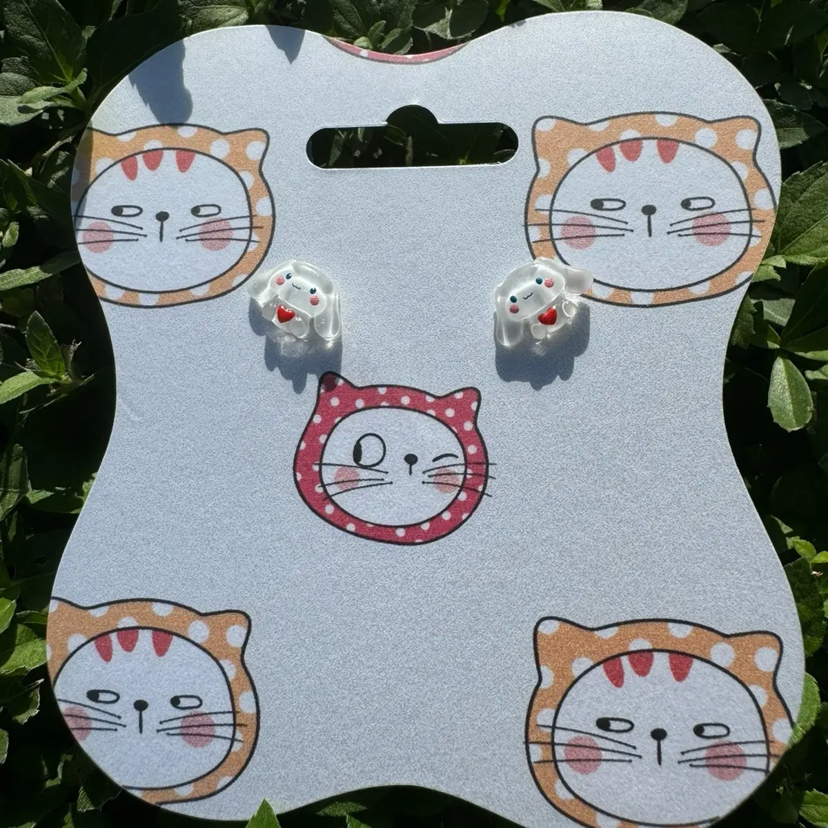 Kawaii theme earrings, stud earrings, cinnamoroll inspo, tiny dog cute dog earrings