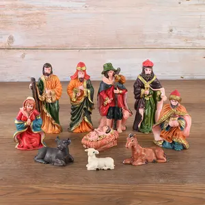 Mini Nativity Set, Resin Jesus Birth Scene Figurine, Indoor Decoration, Christmas Home Office Desktop Decor, Tabletop Collectible Display