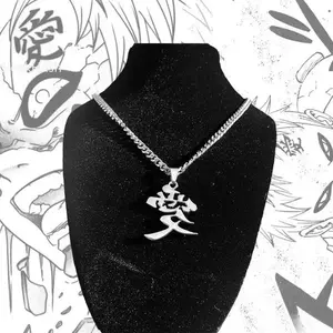 SleekHush Anime Kanji Chain Stainless Steel Gaara Japanese Streetwear Jewelry - Love Symbol Necklace for Ninja Fans
