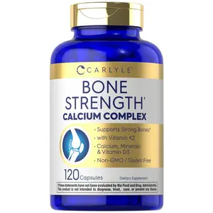 Carlyle Bone Strength Calcium Complex Supplement | with Vitamin D3, Magnesium, K2, Zinc & Boron | 120 Capsules | Non-GMO, Gluten Free