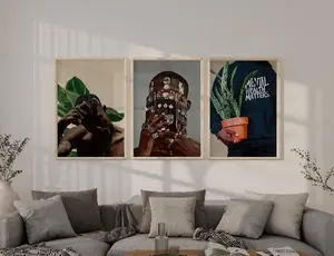 Man Wall Art Set of 3 Melanin Prints Art Print Masculine Wall Art Man Art Male Decor Melanin Art