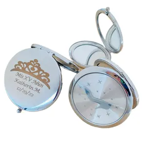 12pcs Quinceañera favors, personalized mirrors, recuerdos para quinceañera, Free Bags