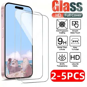 2pcs HD screen protectors compatible with iPhone 17/16/15/14/13/12/11 Pro/Pro Max/Plus/17 Air/16e/13 12 Mini/XR/XS Max/X/XS/7/8/se, designed for full coverage with high hardness and scratch resistance