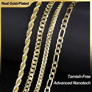 Holylegend 14K Real Gold-Plated Miami, Cuban choker,Rope & Cuban Necklace Chain 24 Inches Long,  Upgraded Craft, Faceted Cut,Tarnish-Free