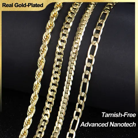 Holylegend 14 Karat Real Gold-Plated Miami Cuban Choker Fashion Necklace Chain - 24in Men's Jewelry, Upgraded Craft, Faceted Cut, Non-Tarnish Tarnish-Proof Jewelry, Mens Gifts