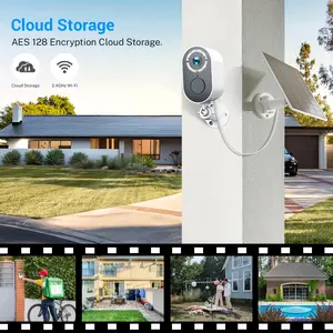 No WiFi Solar Security Camera Outdoor, 2K Battery Powered Front Door 360° Panoramic, AI Monitor Detection Color Night Vision, 2-Way Audio Easy Install for Home Garage Business,Camera for home safety