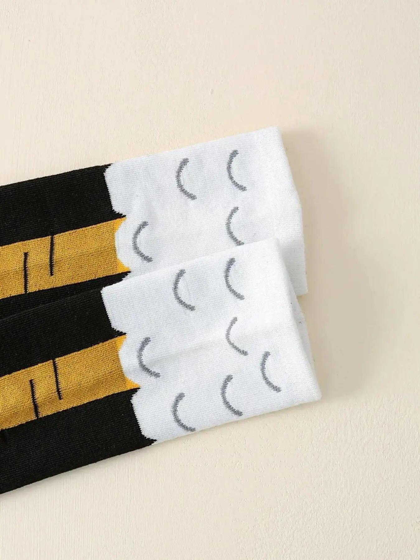 Men's Trendy Cartoon Print Over The Calf Socks, Cute Chicken Feet Design Knit Socks, Comfort Hosiery for Men Indoor Outdoor Wear