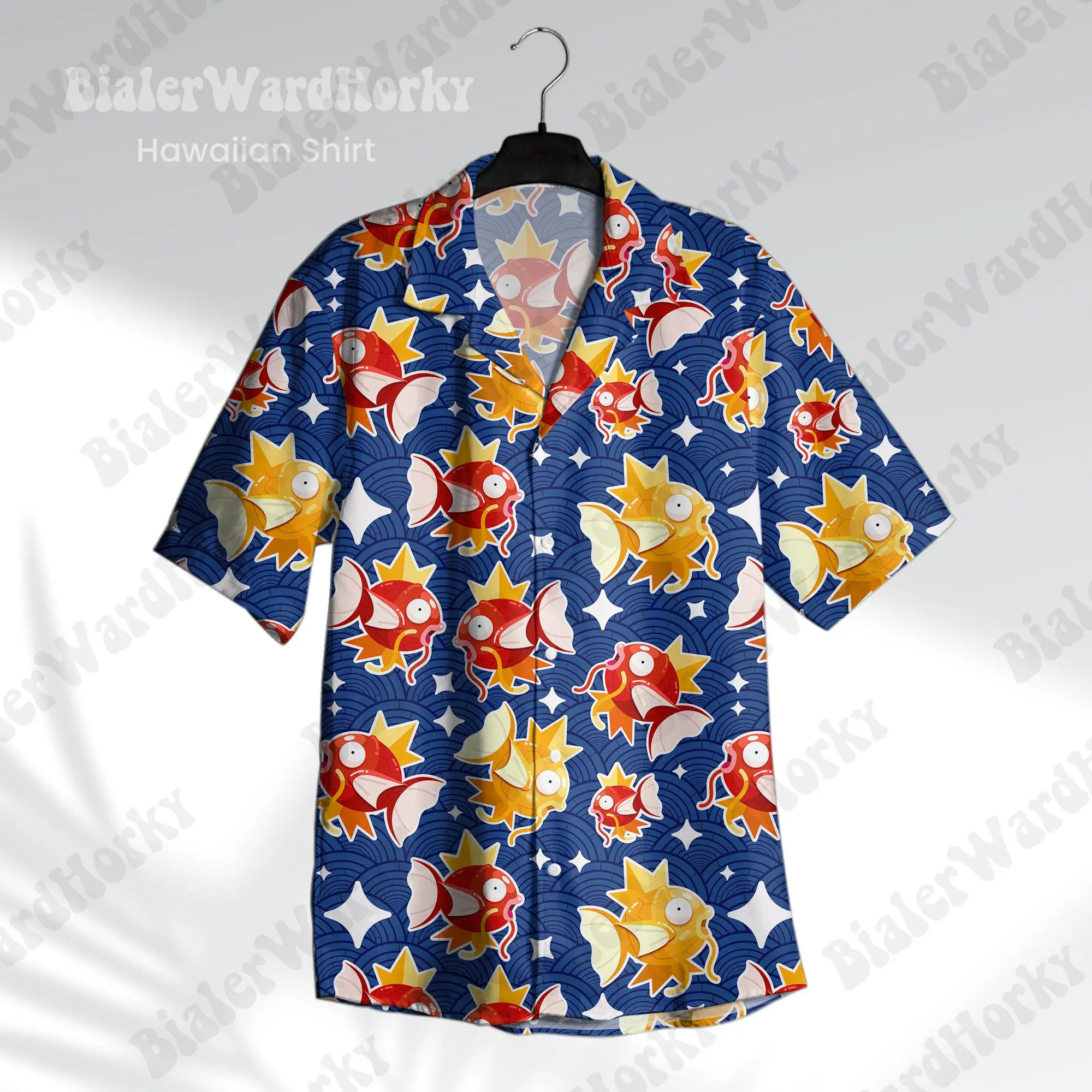Magikarp Hawaiian Shirt HG  Koiking Anime Manga Aloha Shirt Splash Video Game Gifts