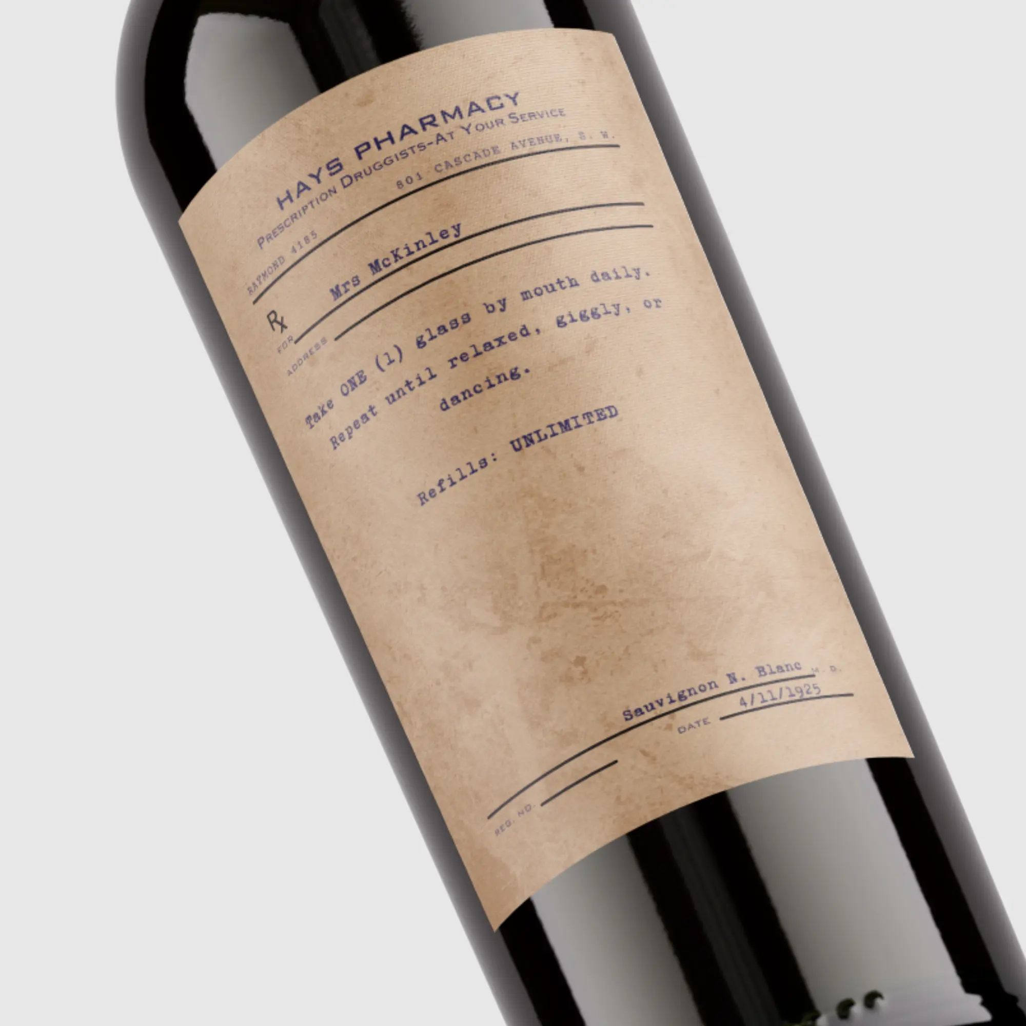 Personalised Prescription Wine Label Stickers | Funny Antique Wine Vinyl Label for Birthday & Anniversary Gift Ideas Personalized Vintage Prescription Silicone vinyl sticker diy decorative aesthetic waterproof label