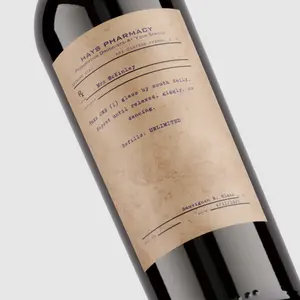 Personalised Prescription Wine Label Stickers | Funny Antique Wine Vinyl Label for Birthday & Anniversary Gift Ideas Personalized Vintage Prescription Silicone vinyl sticker diy decorative aesthetic waterproof label