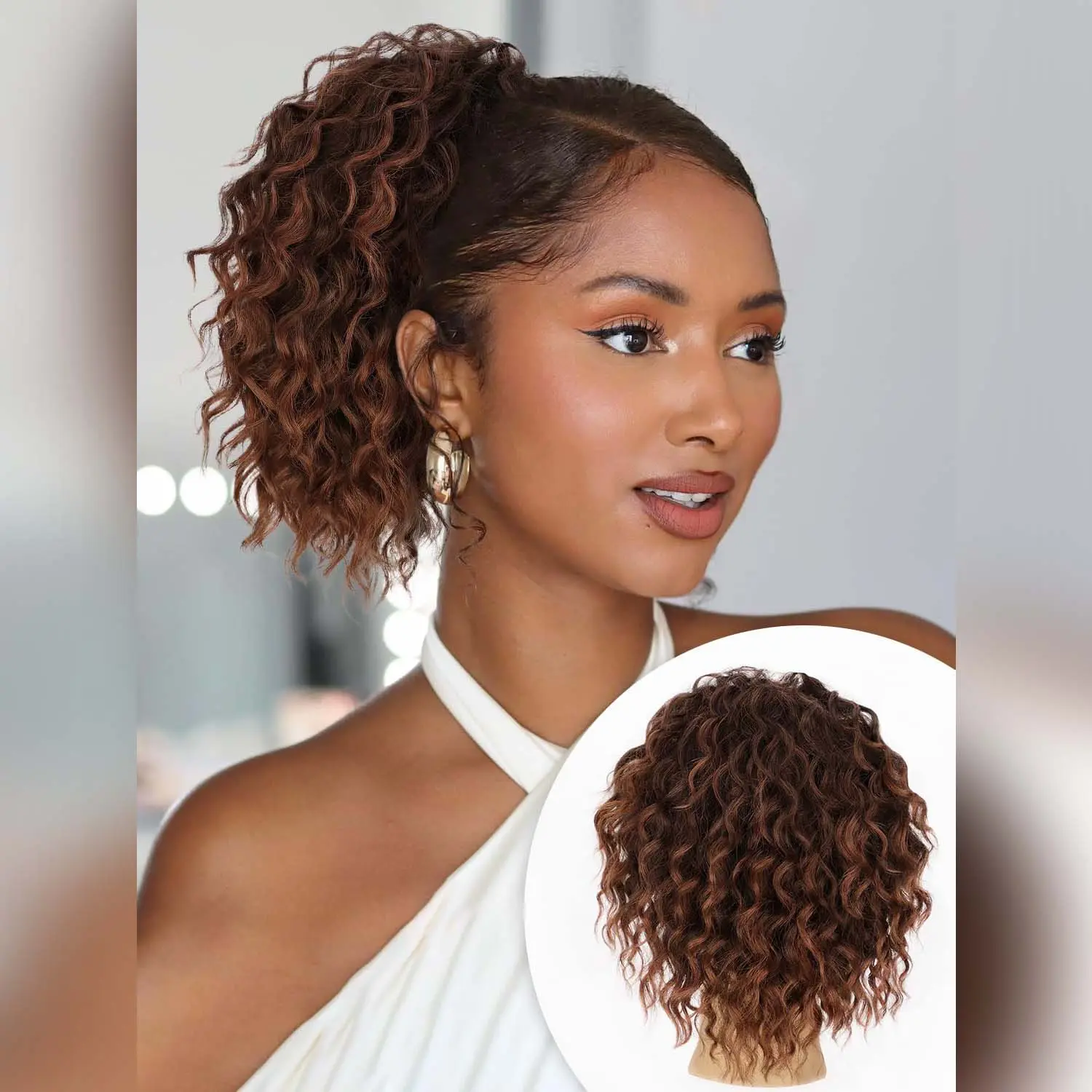 Brown With Lighter Brown Highlights-8inch