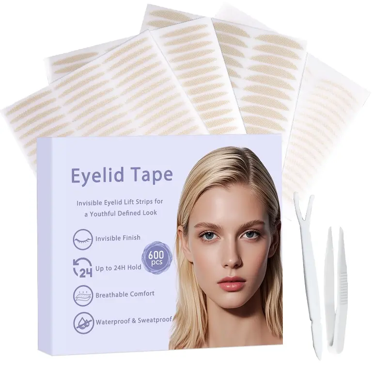 Eyelid Tape for Hooded Eyes Invisible 600Pcs, Waterproof Eyelid Lifter Strips for Natural-Looking, All-Day Wear,Say Goodbye to Single Lids,Sagging Eyelids