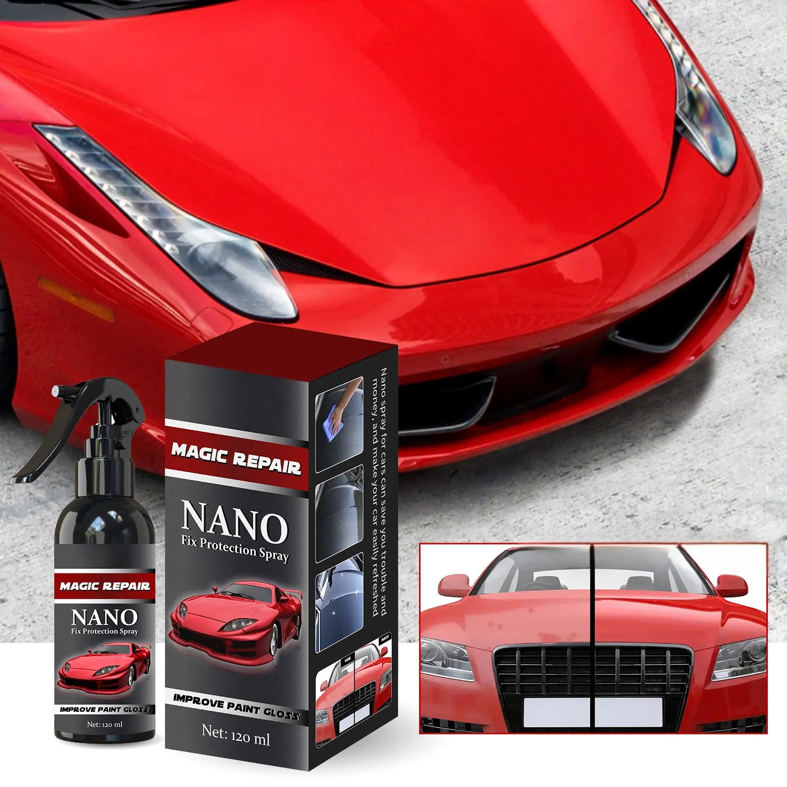 Automotive Nano Coating Repair Spray – Advanced Car Coating & Polish Spray with Dust-Proof & Water-Repellent Protection, Long-Lasting Gloss Finish, Quick Car Paint Repair & Shine Enhancer for Automotive Detailing, 100ml