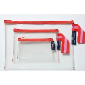 Clear Zip Pouch Bundle (x3 Sizes) – Red