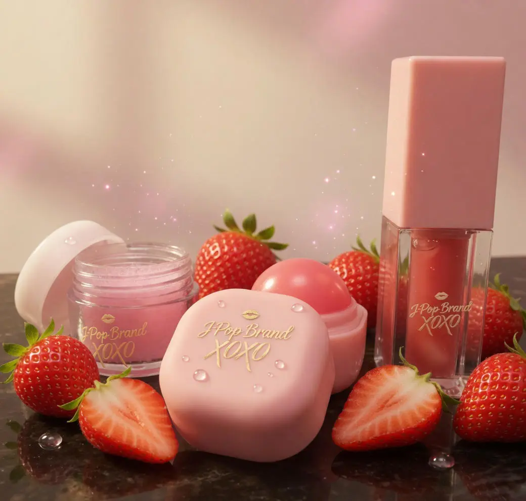 J Pop Brand Elevate Cruelty-Free Lip Bundle - Nourishing Strawberry Sugar Scrub, Strawberry Balm, Berry Scent Oil for Moisture, Deep Hydration, Anti-Aging & Gloss