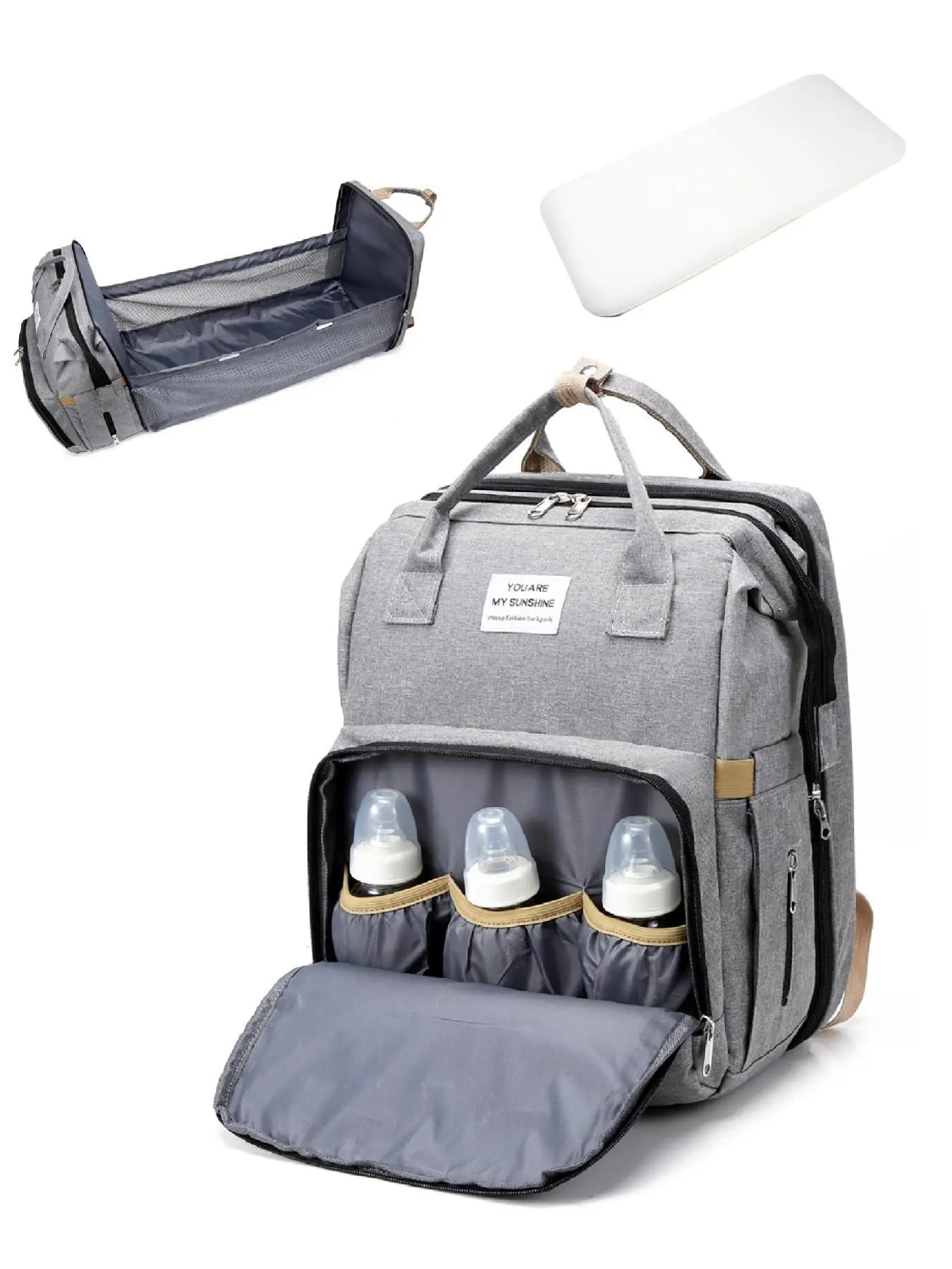 Casual Plain Color Large Capacity Zipper Backpack, Fashion Multi-functional Adjustable Strap Backpack for Women & Men, Multifunction Everyday Use Backpack, Multifunctional Backpack