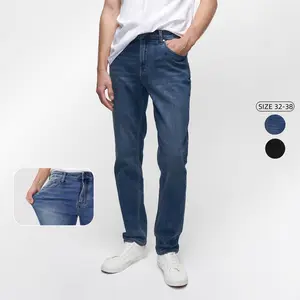 Men's Skinny Tapered Jeans Stretchy Multi-Pocket Denim Pants for Daily Outdoor Wear Black and Blue Soft Cotton Zipper Polyester Mid Streetwear Fabric Plain - Menswear Casual Medium Beige Trouser