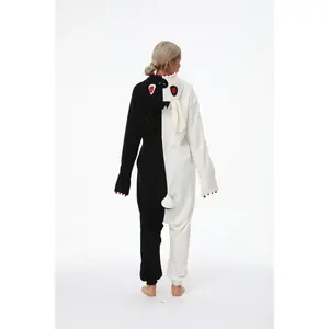 Kigurumi Black White Animal Pajamas Adult Onesies Cartoon Sleepwear Sleepsuit Unisex Men Women Cosplay Costumes