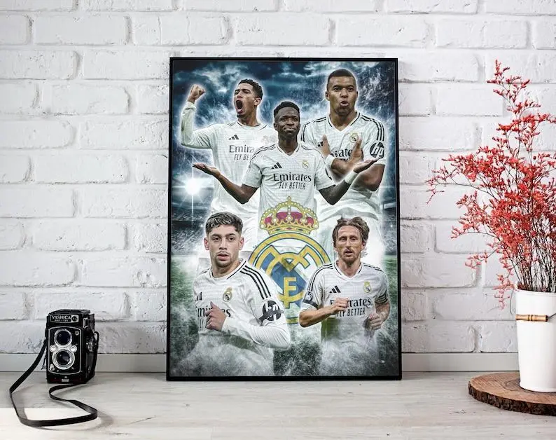 Real Madrid Poster - Mbappe, Vini Jr, Bellingham, Modric, Valverde - Football Poster - Football Poster - Soccer Poster - Football Art 3