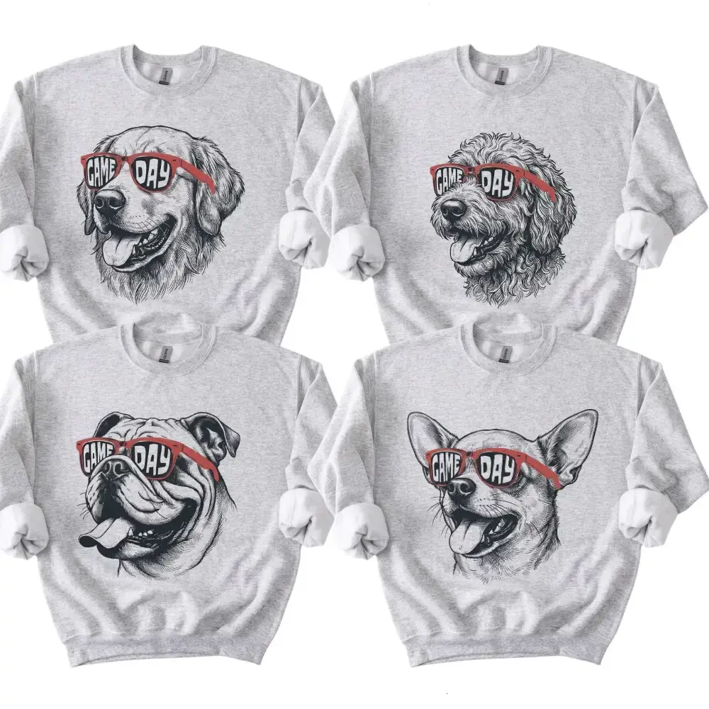 Game Day 50+ Dog Breed Sweatshirt, Football Sweatshirt, Funny Mascot Sweatshirt, Retro College GameDay Outfit, Georgia Fan Gift, Preppy Dog Mom To Tops