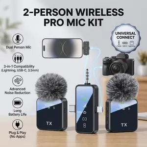 All-In-One Portable Lavalier Microphone, 3 Modes Wireless Recording Mic, Clear Sound Mini Mic for Content Creation & Outdoor Vlogging