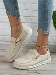 Women's Lace-Up Slip-On Sneakers, Outdoor Sports Shoes for Comfort & Style, Ideal for Casual Wear and Daily Activities