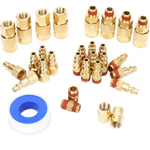 30 count 1/4" NPT Air Coupler and Plug Kit, Quick Connect Air Fittings, Industrial Solid Brass Quick Connect, Connector Set