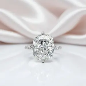 14k White Gold Cushion Cut Diamond Option Hidden Halo Engagement Ring
