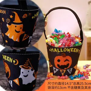 Halloween Theme Candy Bucket Bag Portable Candy Basket Kids Trick or Treat Bucket Halloween Party Decoration Supplies
