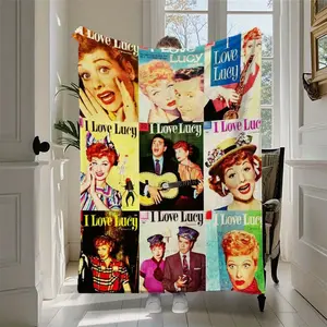 I Love Lucy themed printed flannel blanket - suitable for all seasons, a must-have for home travel and camping, a perfect gift for friends