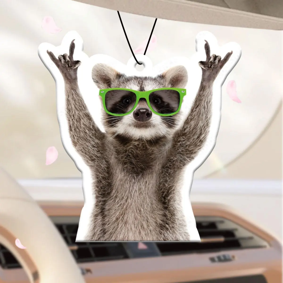 Raccoon Design Car Air Freshener Ornament, Car Rear-view Mirror Hanging Aromatherapy Tablet, Car Interior Decoration Accessories, Car Fragrance