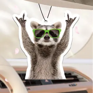 Raccoon Design Car Air Freshener Ornament, Car Rear-view Mirror Hanging Aromatherapy Tablet, Car Interior Decoration Accessories, Car Fragrance