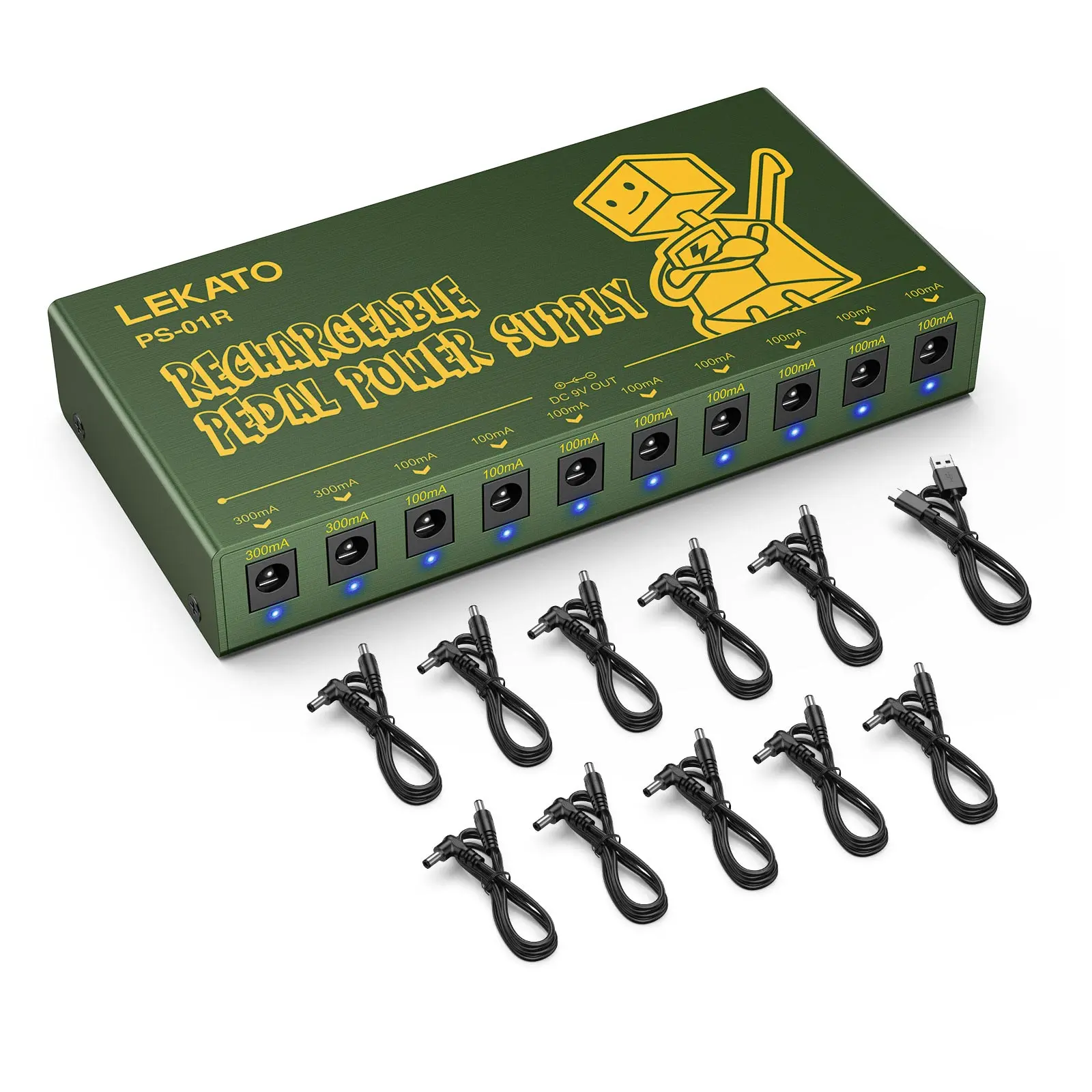 LEKATO Guitar Pedal Power Supply Rechargeable Battery Guitar Effect Pedal Power