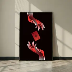 [UNFRAMED POSTER] Modern Playing Card Wall Art Print, Ace of Spades Poster, Red Black Minimalist Poker Art, Man Cave Home Bar Decor