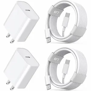 6FT Super Fast Charging 4-Pack Type-C Wall Charger Block with 4-Pack USB-C to Lightning Cable, PD Fast Charger for iPhone 14/13/12/12 Pro Max/11/Xs Max/XR/X, AirPods Pro, iPad – Ideal for Travel & Home