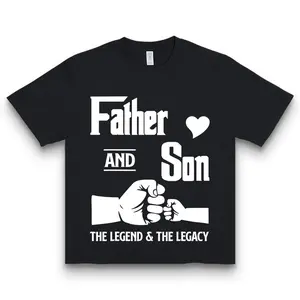 [100% Cotton] Father And Son Matching T-Shirts- "FATHER AND SON" Quote With Fists Beating Design, 100% Cotton, Crew Neck, Short Sleeve- Perfect For Casual Wear, Father'S Day, Spring/Autumn, Everyday Tshirt |   Father Son  Golf Gift T-Shirt For Men And Wom