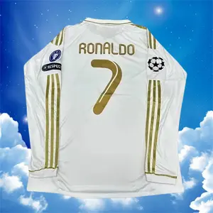11 12 Home Ronaldo 7# White Long Sleeve soccer jersey