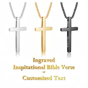 custom Cross Necklace inspirational Bible Verse Cross Pendant Stainless Steel Cross Chain 22+2inch Christian Jewelry Meaningful Religious Gift for Female Male,man, woman, boy, girl, couple, baptism, festival, gift