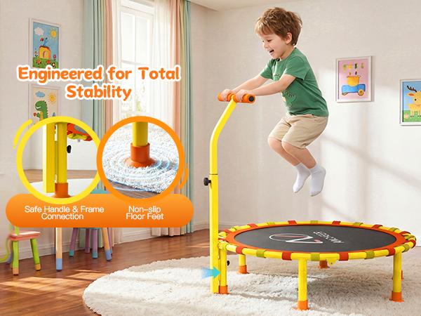 ANCHEER 38" Kids Trampoline with Adjustable Handle, Foldable Indoor Outdoor Safe Rebounder for Toddlers