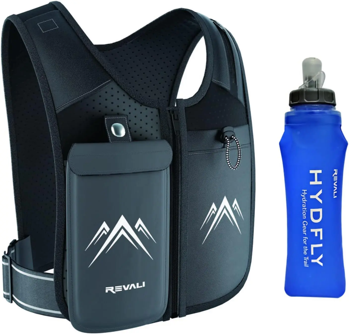 Running Vest, Zip Reflective with 500ML Hydration Bottle