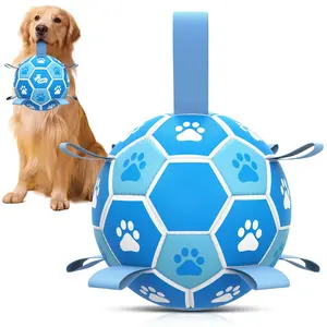 Dog Soccer Balls Toys : Premium Dog Soccer Ball with Straps, Outdoor Dog Toys, Pet Training Soccer for Medium Large