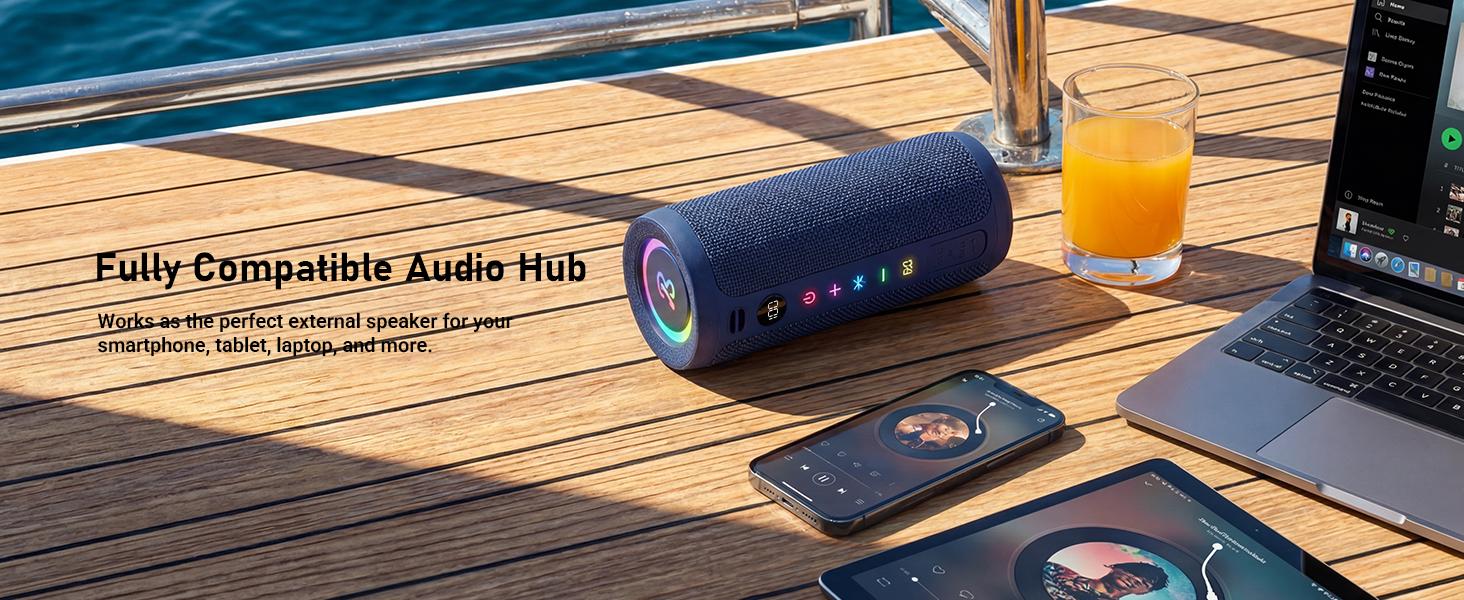 [Back to Shcool] BassBloom Roar 3 Portable Bluetooth Speaker,20W Handy Powerful Audio Sound with Bass,IPX6 Waterproof,24H Playtime, Bluetooth 5.4,RGB Lights, Clarity and Bass Speakers, Wireless Smartphone TWS Pairing, Compact Outdoor for Camping, Beach