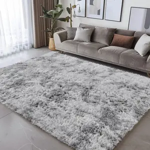 Light Gray Multi-Layer Shaggy Area Rug - Soft, Plush Indoor Carpet, Multi-Layer Area Rugs