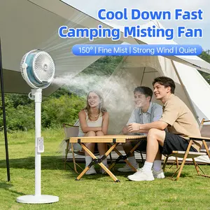 Adjustable Height Fan with 5-Speed Type-C Charging, Battery-Powered, Remote Control, USB Interface, Portable for RV, Camping, Travel, Rechargeable Mist Fan