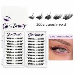 Pre-Glued Fox Eye Lash Kit | 200PCS Press-On Wispy Lash Clusters | Lightweight Reusable Cat Eye Lashes for Natural Lifted Eye Look