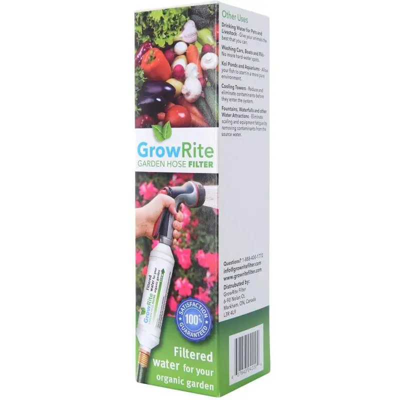 GrowRite Garden Hose Water Filter | 40,000 Gal | Removes Chlorine, Chloramines & Heavy Metals