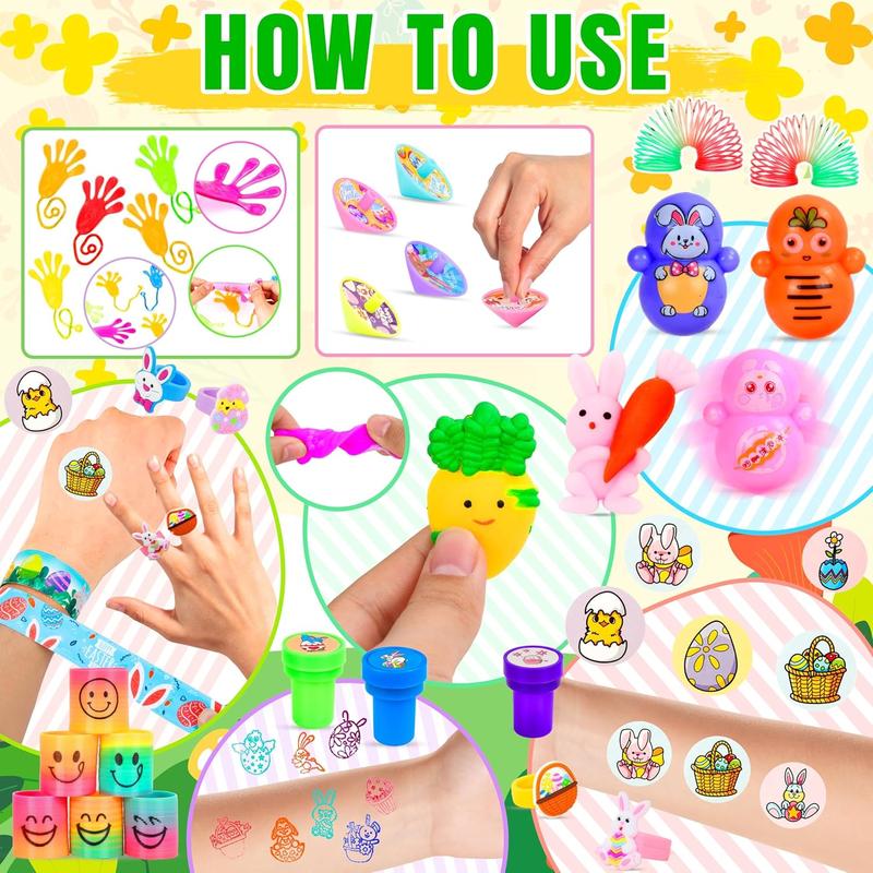 120 Pcs Prefilled Plastic Easter Eggs Filled with Assorted Toys Stickers Inside for Kids Boys Girls Toddlers Easter Theme Party Favors Easter Eggs Hunt Basket Filler Stuffers Classroom Prize Supplies