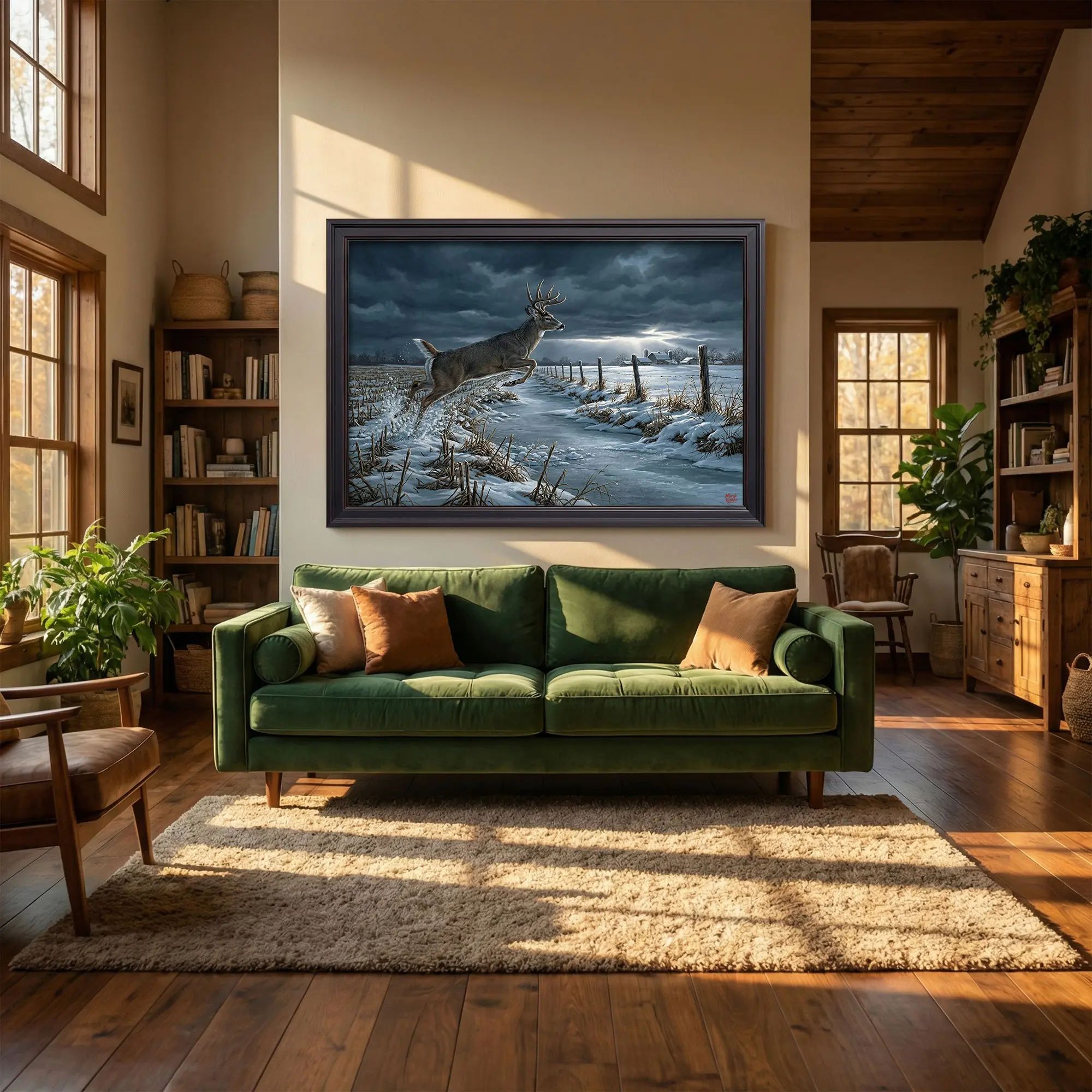 Nature Art Prints Farmhouse Wall Decor Rustic Home Decor Vintage Wall Art Fine Art Moody Painting Wildlife Landscape Canvas Wall Art Black Framed for Living Room Bedroom Office