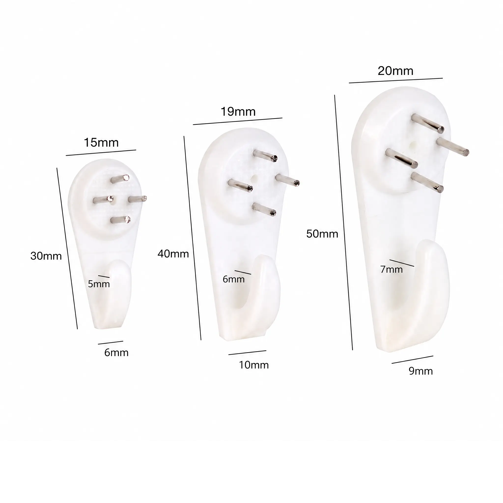30-Pack Small, Medium & Large Nail-In Wall Hooks with Steel Pins, Quick Hammer-In No-Drill Drywall Hangers for Keys, Towels, Hats, Bags, Picture Frames, Clocks, Wall Decor, Kitchen Tools, Entryway, Bedroom, Office, Apartment & Home Organization, White